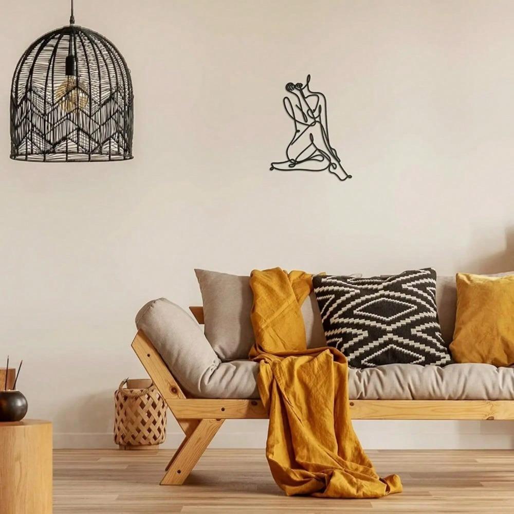 Wire Figure Sculpture Minimalist Metal Woman Art Abstract Female Body Statue Home Decor