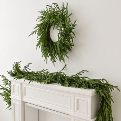 6ft Christmas Norfolk Pine Garland Real Touch Artificial Faux Greenery Pine Garland for Holiday Table Mantle Wall Indoor Outdoor Decor