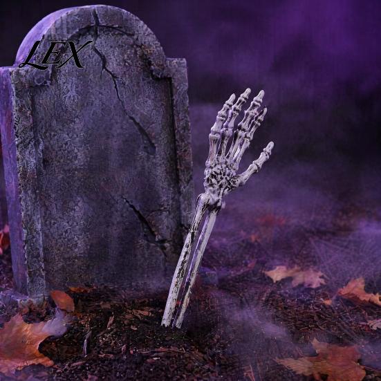 Halloween Skelett-Pfähle Realistischer Pfahl, Gruselige Totenkopf-Hand Gartendekoration für Schilder Außenbereich Garten Rasen Friedhof Dekoration Menschlicher Knochen