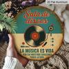 2D Flat, 1pc Spanish Language Vintage Vinyl Record Music Wall Aluminum Plaque - 7.87" Round Retro Turntable Sign Suitable for Bars, Cafes, Music