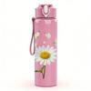 1PC White Daisy Butterfly Branch 750ml Color Plastic Sports Water Bottle Leakproof Flip Straw Lid For Sports Office Home Use