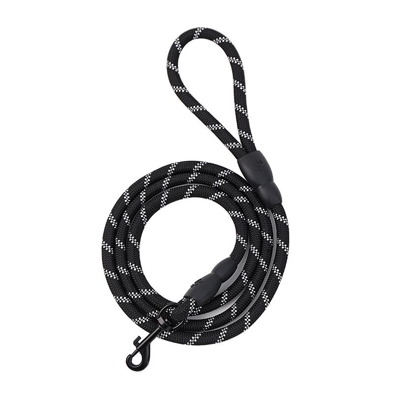 

Reflective Polyester Dog Leash for Medium & Large Dogs, 3m-2m, No-Hand-Strain Round Rope. 1.5m Black