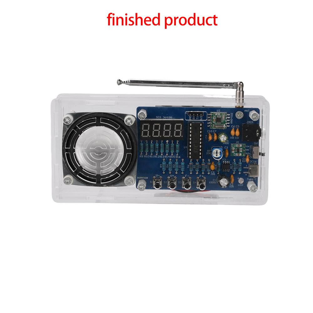 87.5-108MHz FM Radio DIY Kit Digital Display Electronic Soldering Practice Set STC8G1K08 RDA5807M AXS2031 Type-C 3.3V for Learn