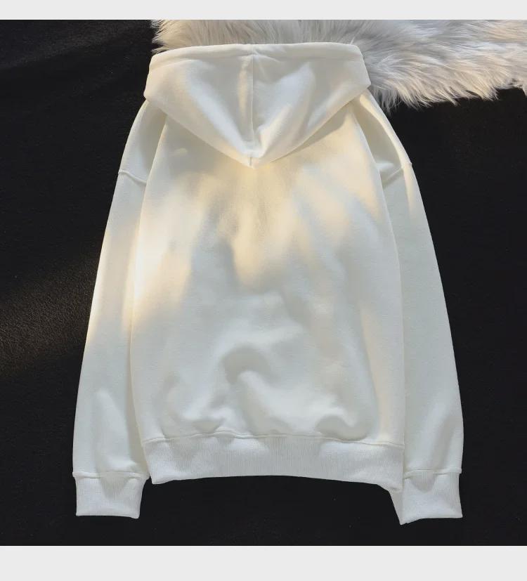 Women's Autumn Casual Furry Puppy Embroidered Pullover Hoodie - Loose Fit, Long Sleeve, Couple's Style