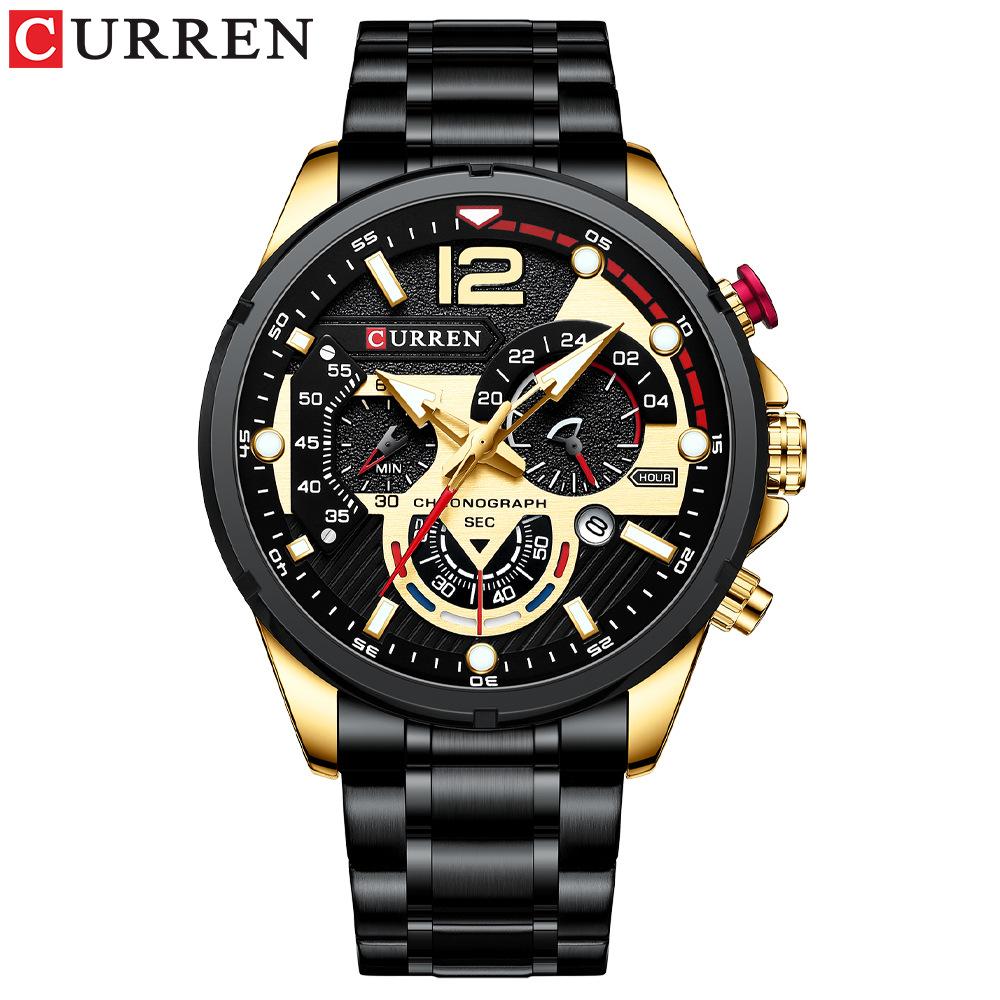Fashion Mens Business Quartz Watches Luminous Waterproof Watch Stainless Steel Brand Multi Functional Quartz WristwatchesFor Men