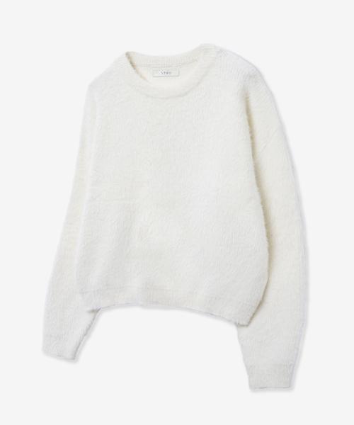 VTWO Crop Hairy Knit_Cream