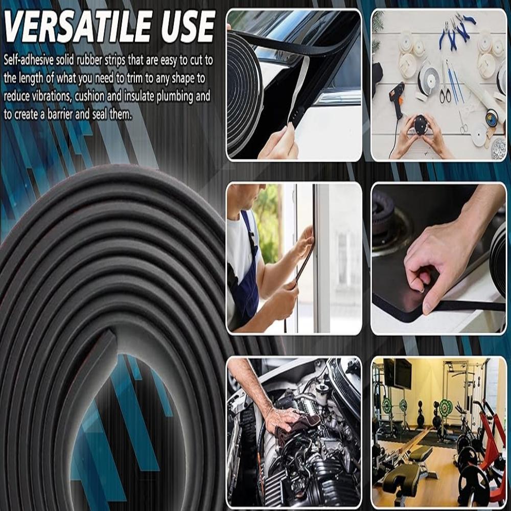Self-adhesive Rubber Flat Strip Glass Shock Absorption Buffer Adhesive Tape Non-slip Rubber Mat Door Gap Seal Home Improvement 2mmx10mmx5m