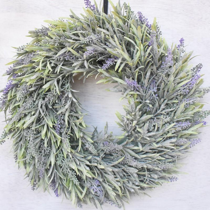 Artificial Lavender Wreath Door Decor French Blue Wedding Home Window Display Small Size