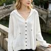 Everyday Wear Women Top Tops Hooded Drawstring Long Sleeve Pure Color Casual Blouse Summer Breathable Loose Fit Thin Ice Silk Sun Protection Coat