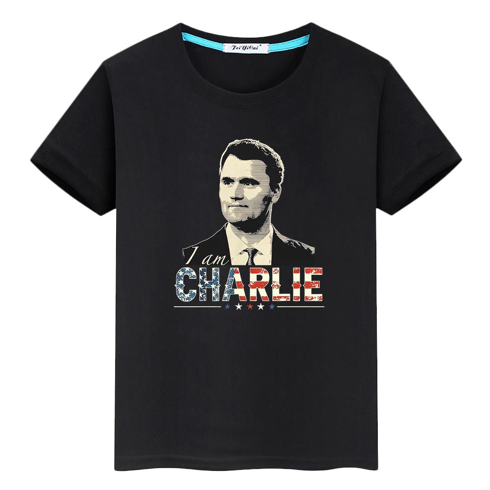 

Halloween t shirt for kids boy 10year Charlie Kirk FREEDOM print 100%Cotton Anime Short cartoon Tops Tees y2k kids clothes girls 5XL різнокольоровий