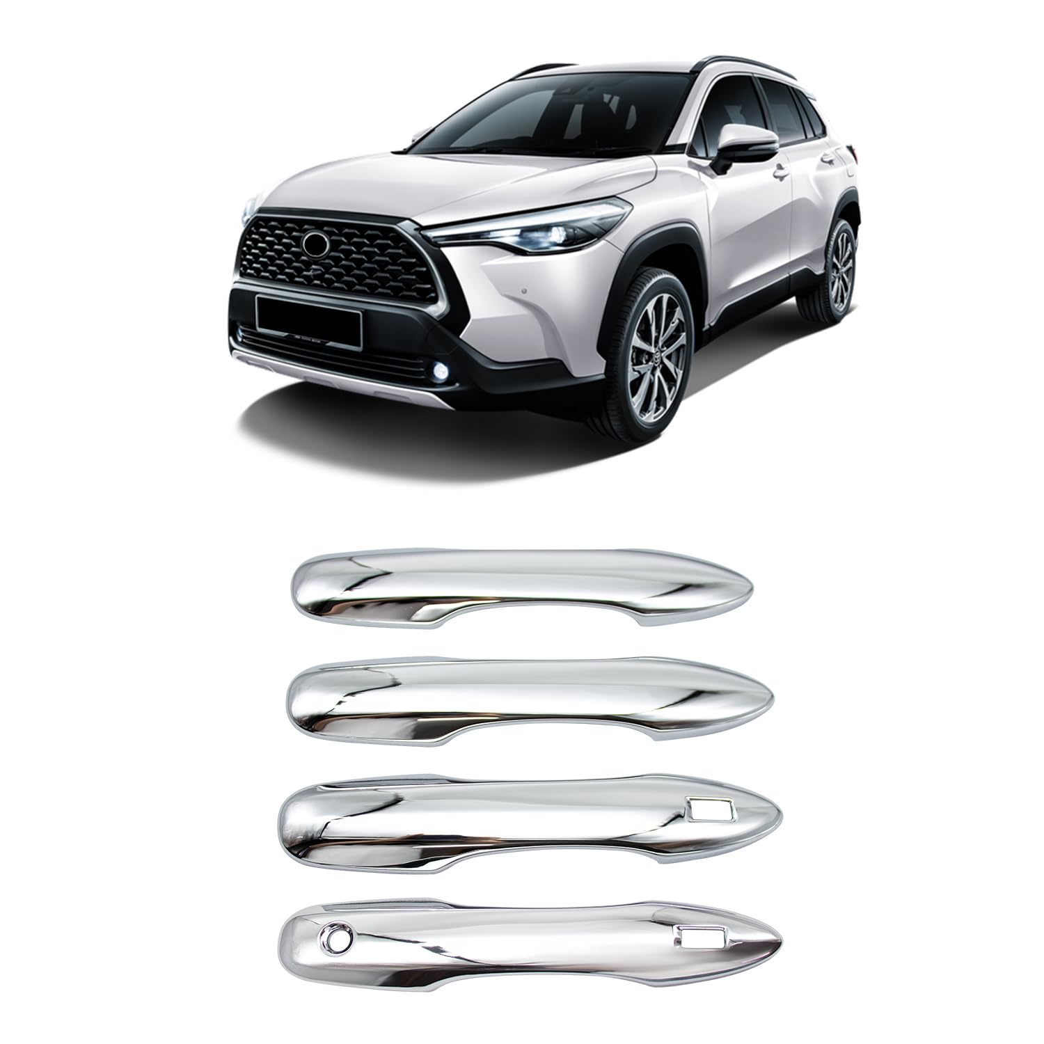 

MEKOMEKO Door Handle Covers for New Corolla Cross Door Knob Door Panel Garnish Exterior Scratch ABS Set Compatible with New Corolla Cross 2021 May