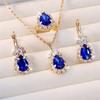 Luxury Female Women Blue Water Drop Wedding  Set