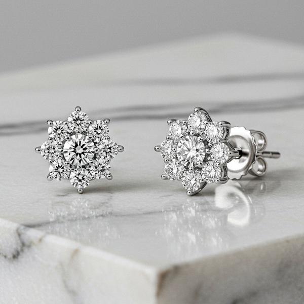 Maison De She Moissanite Earrings Lab Diamond Shine Flower