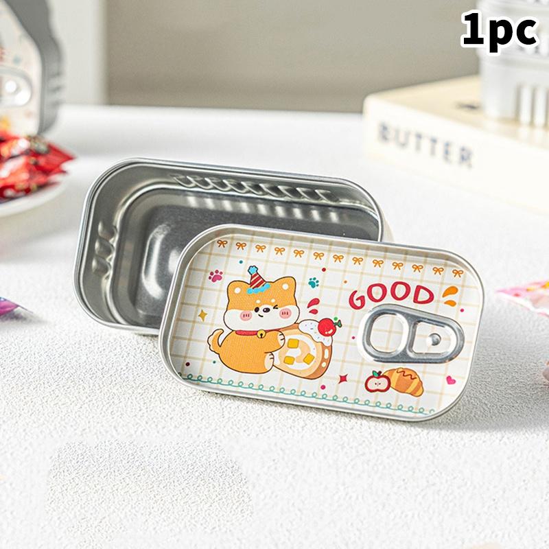 1/4Pcs Sardine Can Shaped Storage Tin Box Portable Metal Material Sealed Jar With Lid For Storing Small Items Household Goods
