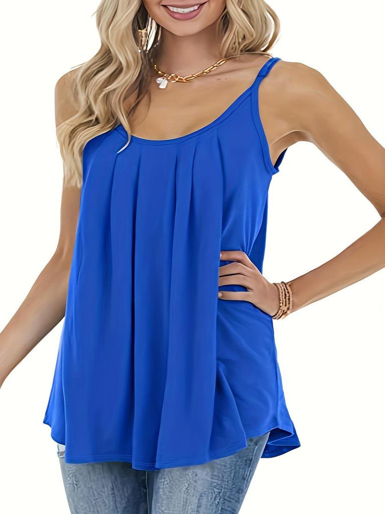 Damen Plissiertes Sommer-Tanktop mit Spaghettiträgern 2025