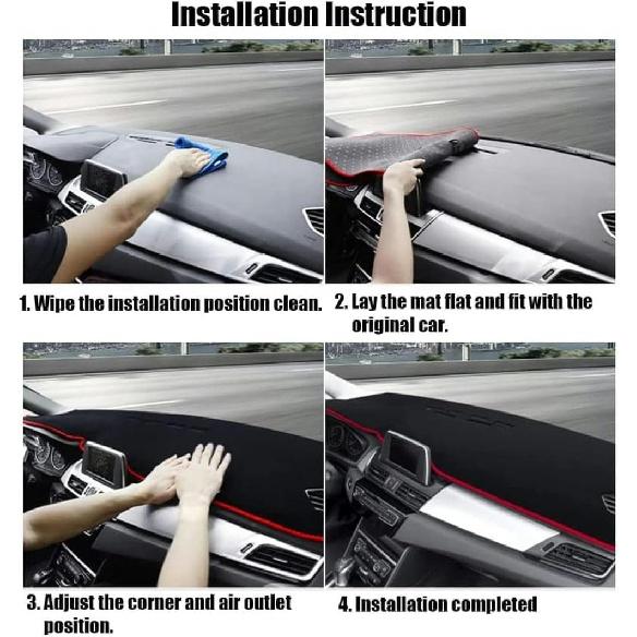 Car Dashboard Cover Mat for Kia Soul 2019-2024 Black Anti-Slip Pad Interior Accessories