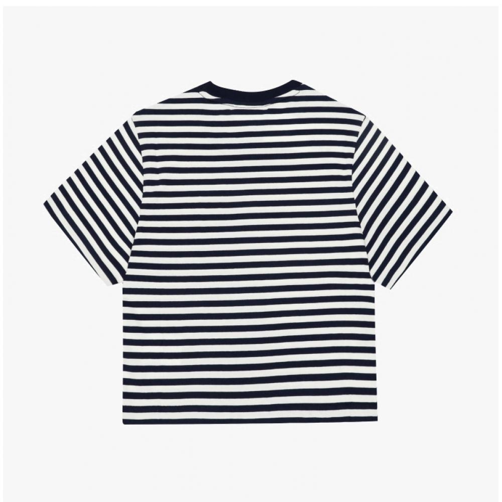 Maison Kitsune Bold Fox Head Patch Multi Stripe Women Short Sleeve Tee Ow00110kj0008