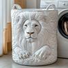 Temu New Lion Pattern Quilting Embroidery Dirty Clothes Basket Storage Bucket Storage Basket Laundry Basket