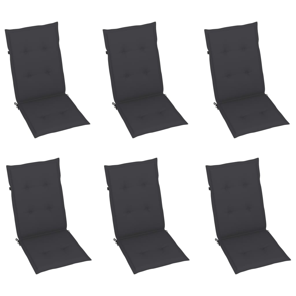 Folding Garden Chairs Set 6 Pieces with Cushions Solid Acacia Wood