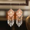 Ethnic Unique Pattern Geometric Charm Earrings for Women Creative Drop Oil Colorful Beads Metal Tassel Hanging Earrings Jewelry