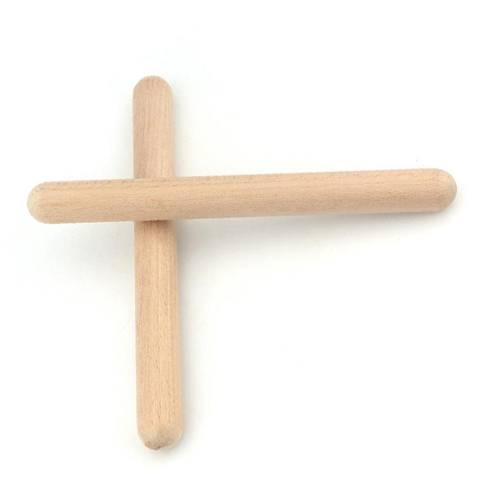 2PCS Wood Color Rhythm Sticks Solid Wood Wood Claves Percussion Instruments Party Activity