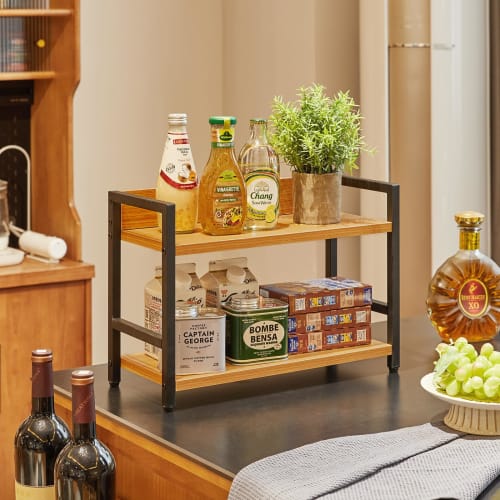 IBUYKE 2-Tier Kitchen Rack, Condiment Storage Rack, Spice Rack, Kitchen Storage, Gap Storage, Counter Shelf, Under the Sink, Bathroom Sink, Easy Assem