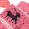 Winter Cycling Cold-Proof Warm Plush Gloves for Female Students, Touchscreen Deer-Pattern Gloves for Driving In Winter, Fingerless