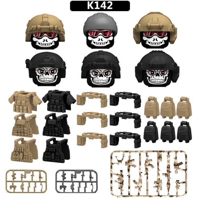 Promotions! 6Pcs Military Ghost Commando Army Soldiers Model Action Figure Blocks Construction Building Bricks Toys For Children