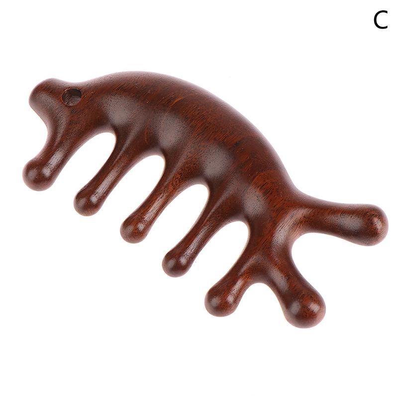 Wood Therapy Massage Comb Head Face Scalp Gua Sha Massager Natural Facial Sandalwood Wide Tooth Guasha Scraping Body Massage