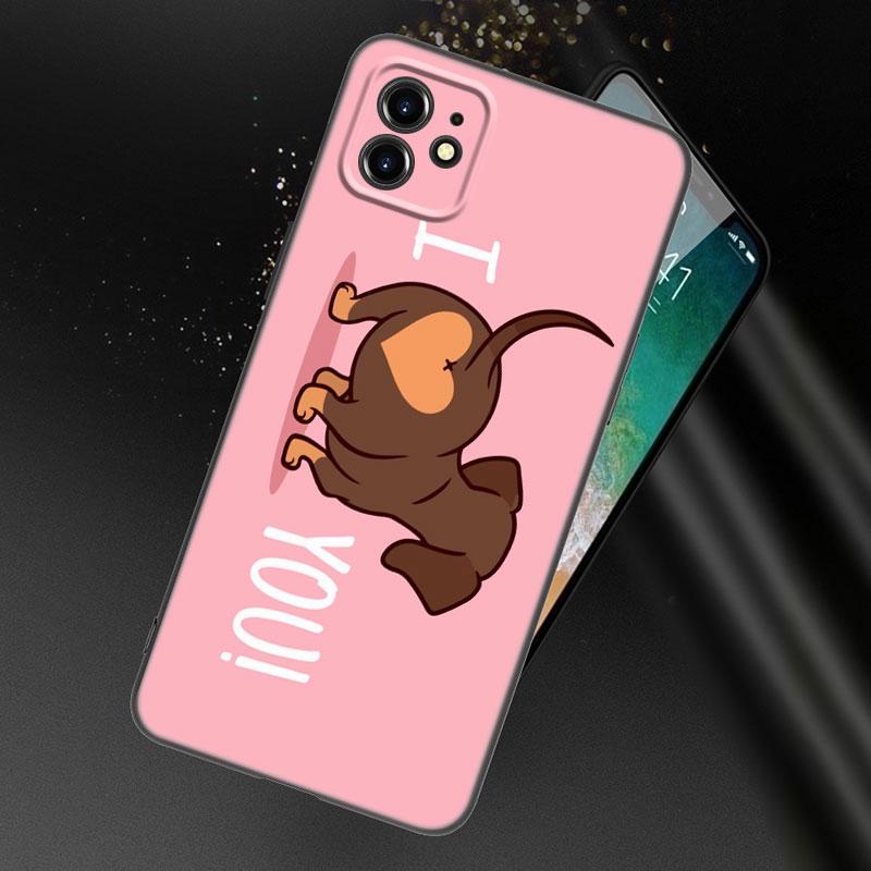 Dackel Hund Liebe Handyhülle für Apple iPhone 13 12 Mini 11 Pro XS Max XR X 8 7 6S 6 Plus SE 2022 2020 5S 5 Weiche Schwarze Hülle