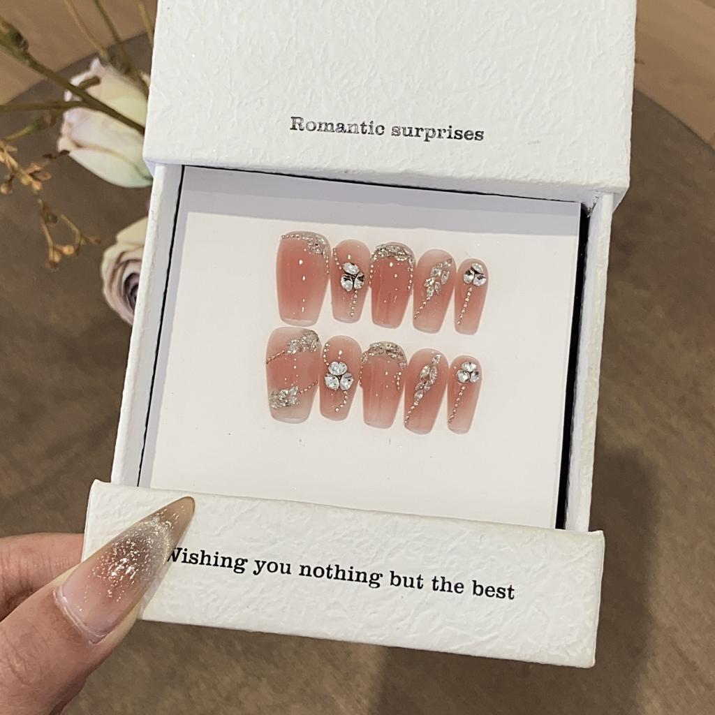 Simple Peach Blush Chain Fresh Small Diamond Sweet and Removable Fingers