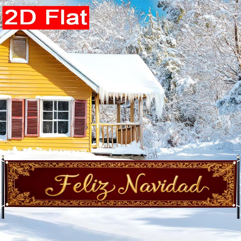 Spanish Festive Xmas Merry Christmas Outdoor Banner, Garden Fence Porch Decoration