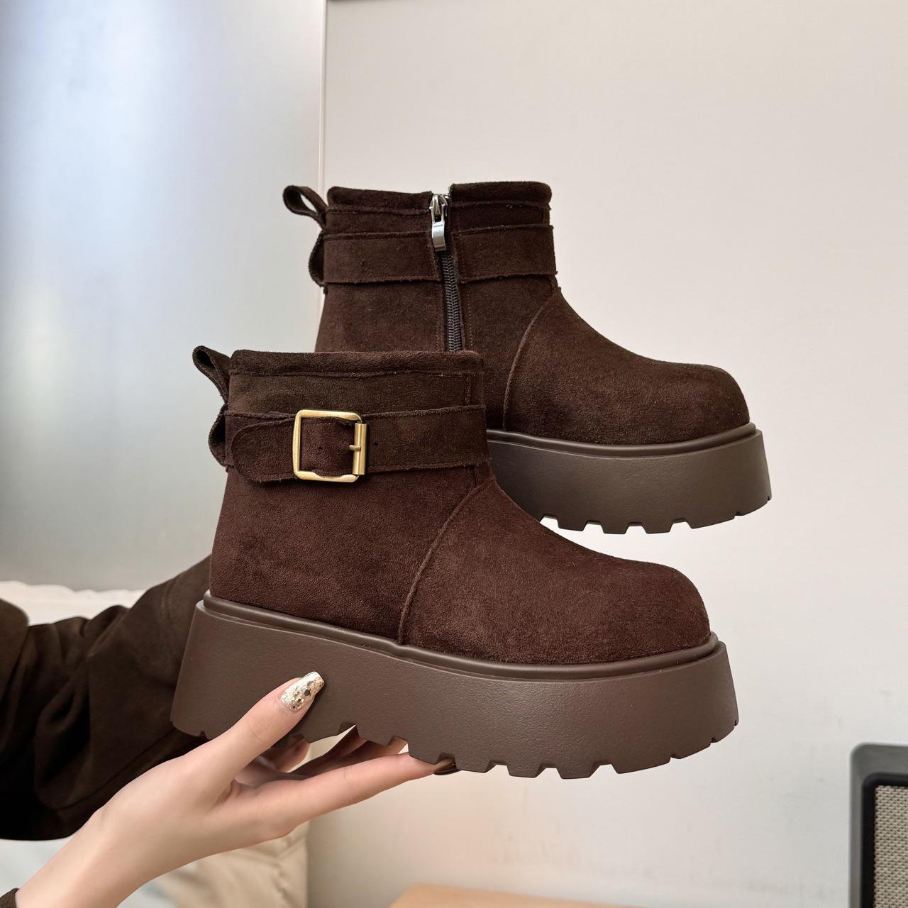 

Women s large size soft elastic winter warm cold padded snow boots non-slip wear-resistant outdoor casual sneakers cotton boots 40 коричневий