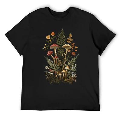 Hekserige Boschampignons en Planten T-shirt grote mat kleding jongens witte shirts grafische herenkleding