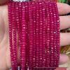 Lab-Grown Ruby Red Corundum Round Faceted Beads, Smooth Surface, Semi-Finished Gemstone for Beading