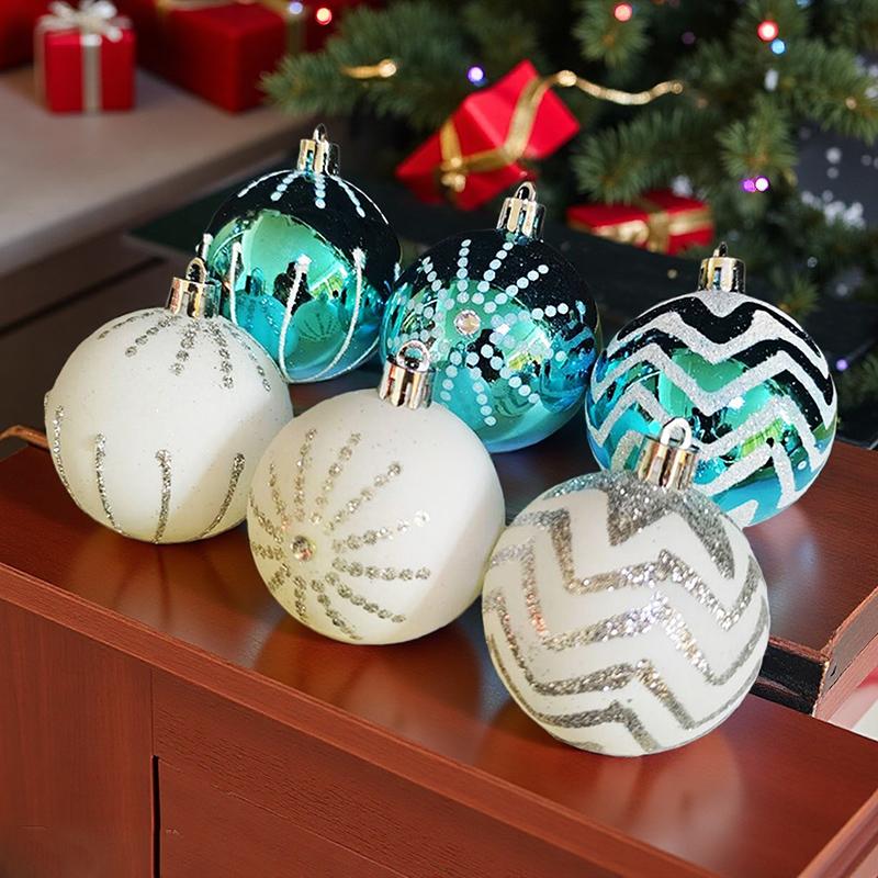 Y 6Pcs 6CM Christmas Balls Hanging Xmas Tree Pendant Ornaments for Party Wedding Decor New Year Navidad Gifts  Home Decoration