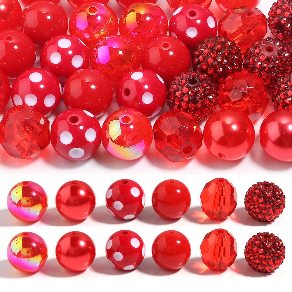 12pcs/lot Candy Color Beads 20mm Mixed Rhinestone Loose Beads For Jewelry Making DIY Bracelet Earrings Pens KeyChain Accessories