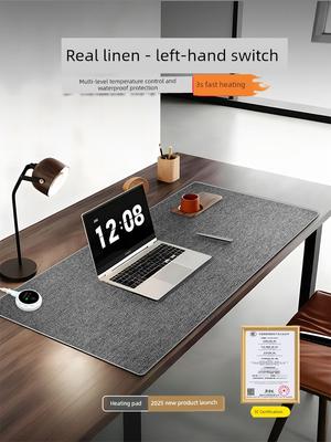 Left Side Switch | Linen Desktop Heating Mouse Pad Table 26 Left Side Heating 3C Certified Office Desk Warmer Pad