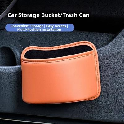 Leather Car Cup Holder Space Saving Vehicle Garbage Bin Durable Car Trash Can  Sundries