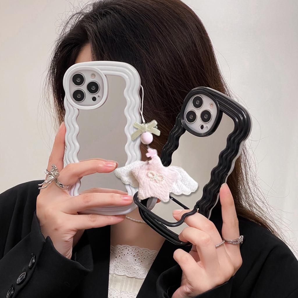 Soft and Comfortable Phone Lanyard Charm Plush Star Phone Charm with Unique Angel Wing Bowknot Beaded Phone Ornament