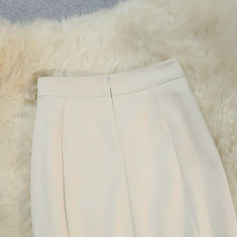 Damen-Wollrock mit Fischschwanzmuster – hohe Taille, schmale Passform, mittellang für Frühling, Herbst und Winter 2025.