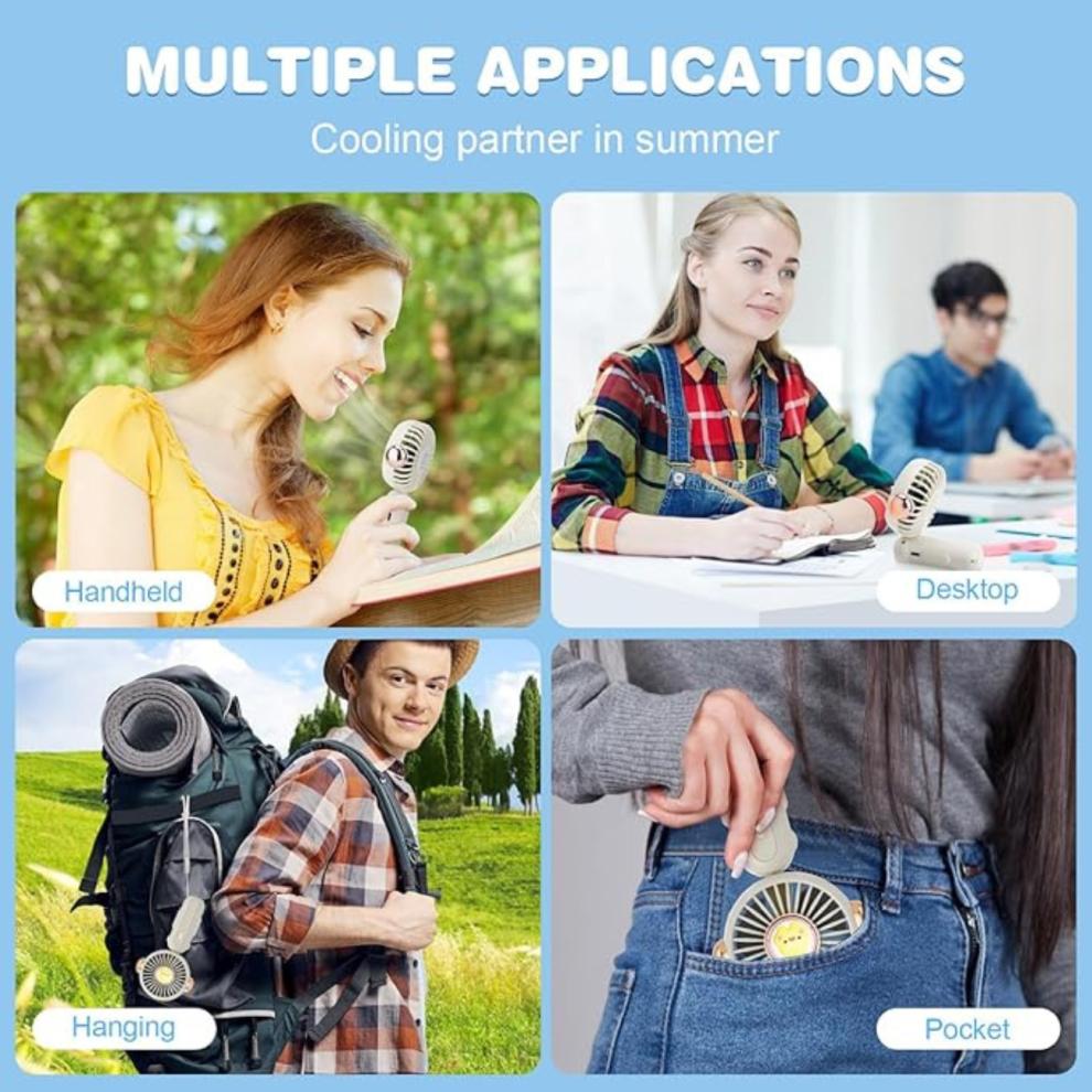 Portable Handheld Fan, Mini USB Hand Fan with 3 Speeds,