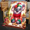 Festive Koala with Gingerbread Pattern Blanket Flannel Material Soft Warm for All Seasons, Home Outdoor Camping Picnics RV