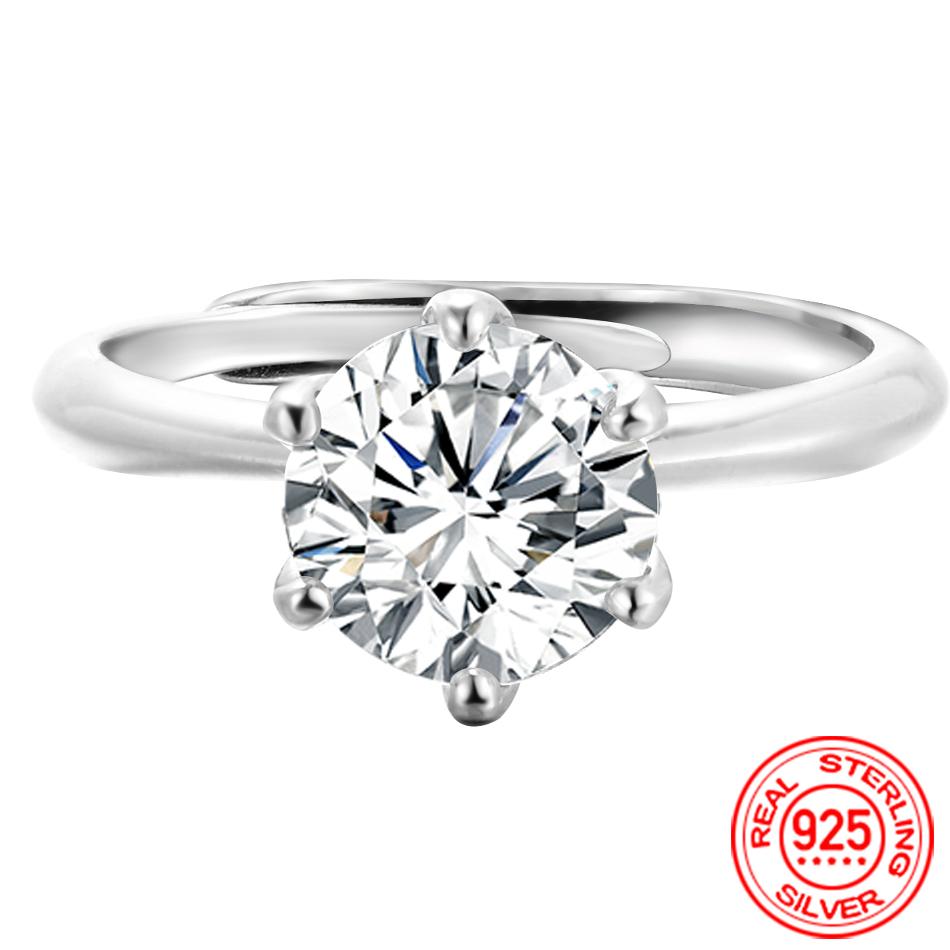 

Moissanite Solitaire Adjustable Rings for Women Classic Engagement Wedding Band GRA Certified 925 Sliver Ring resizable белого золота