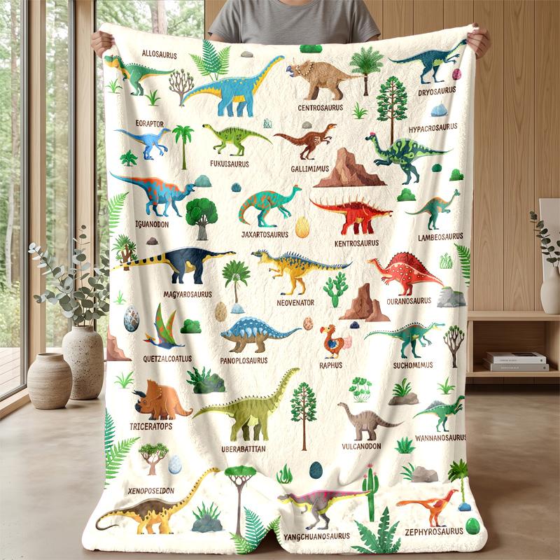 Dinosaur Thunderstorm Artwork Blanket Personalized Name Flannel Blanket Soft Cozy Plush Throw for Sofa Bed Lightweight Home Decor