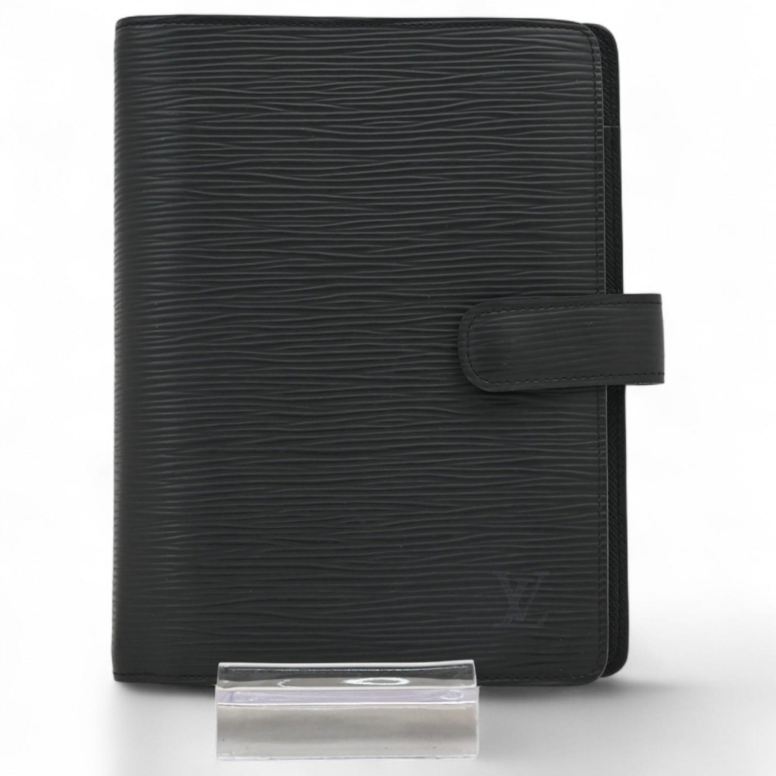 

Auth LOUIS VUITTON Epi Agenda MM Notebook Cover Black Leather lv8311bd