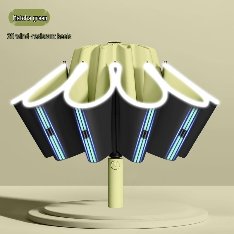 24-Bone Automatic Windproof Folding Umbrella for Men, Rain or Shine, with UV Sun Protection
