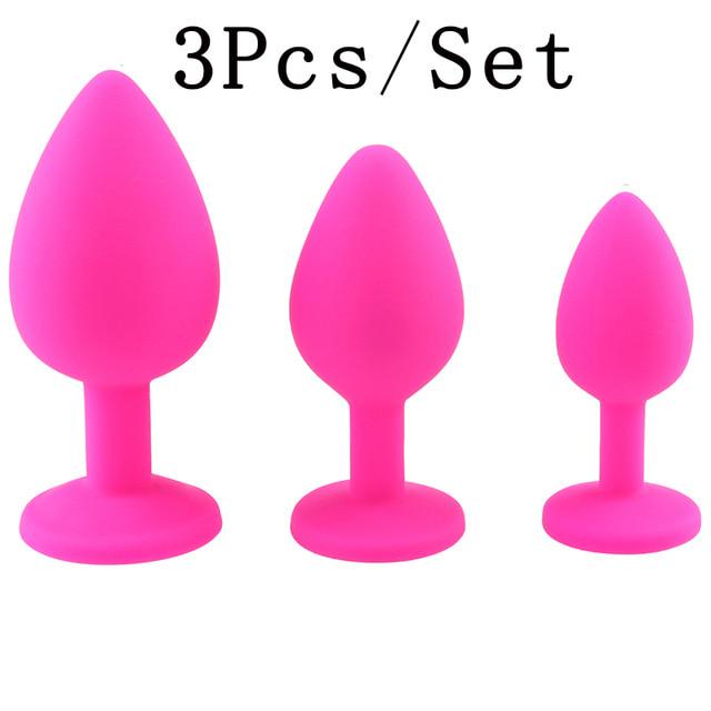 3Pcs/Set Safe Butt Plug With Crystal Detachable Jewelry Anal Plug Vagina Clitoris Vibrator Sex Toy