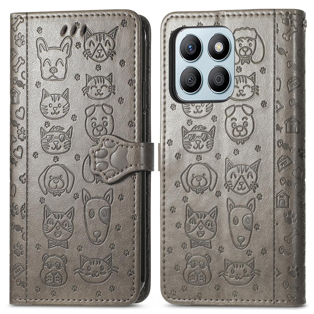 Leather Case For Honor X7c 4G/200 Smart 5G/Play 60 Plus 5G Wallet Flip Phone Cover Cute Cat Dog Pattern