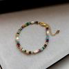 Fashionable Colorful Beads Natural Pearls Necklace Bracelet for Women Retro Gold Chain Jewelry Special Gifts Wear